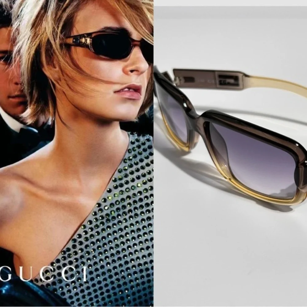 Gucci Authentic Vintage "G" LOGO Biocolor Tinted Y2K Square Sunglasses - Picture 1 of 10